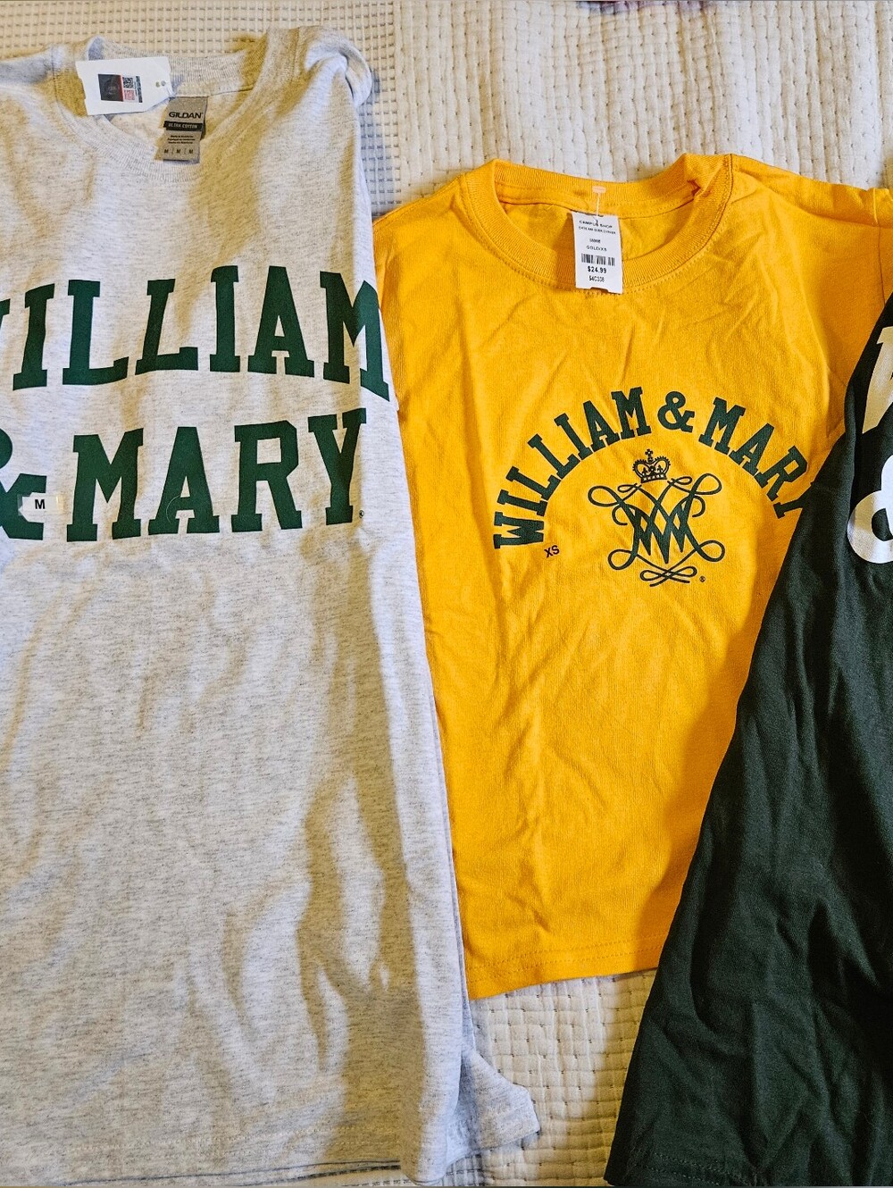William & Mary Graphic Tee Trio - Gray, Gold, Green